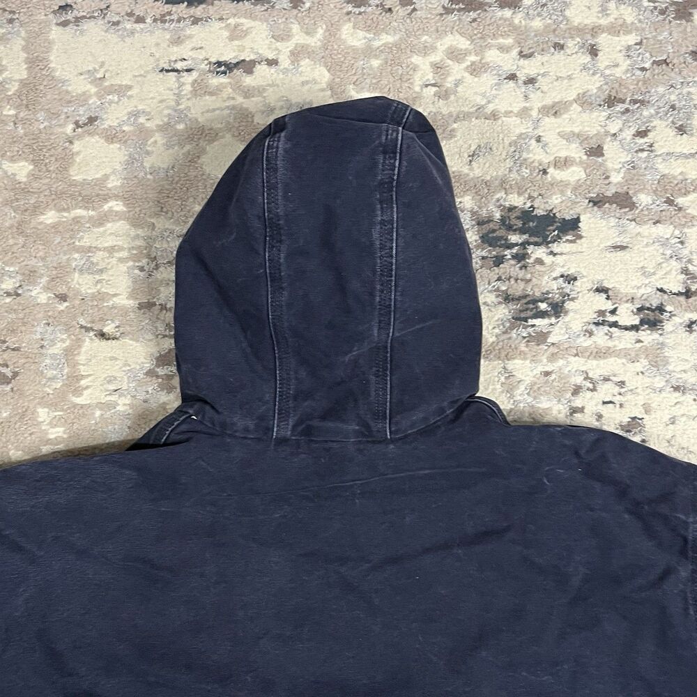 Vintage Carhartt Jacket Mens 3XL Tall Navy Hooded Canvas Lined Work J130 MDT - Picture 13 of 16